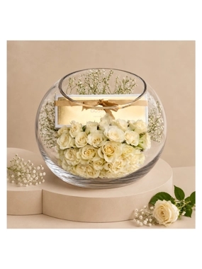 White Roses Chocolate Bowl