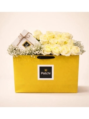 Golden Elegance Rose & Patchi Gift Bag