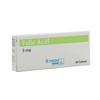 Riyadh Pharma Folic Acid Tablets 5mg 20 Count