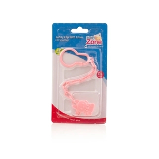 Baby Zone Pink Pacifier Chain Clip