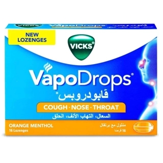 Vicks Orange Menthol VapoDrops Lozenges 16 Pieces