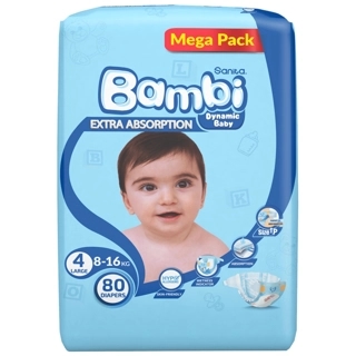 Sanita Bambi Baby Diapers Large 80 Pieces