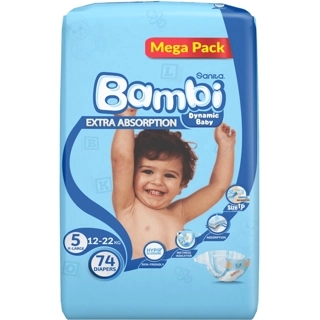 Sanita Bambi Baby Diaper Megapack X-Large 74 Pieces