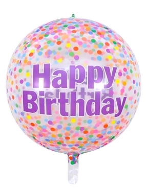 Purple clear hbd balloon 4d