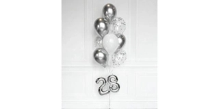 Balloons silver and confetti with numbers