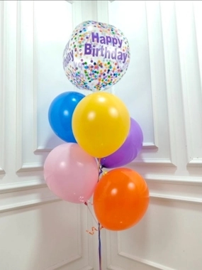 Hbd purple clear balloon set