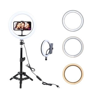 Ring Light with 3-Color LED Holder - USB, Height Extension