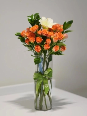 Orange Spray Roses with Lilies