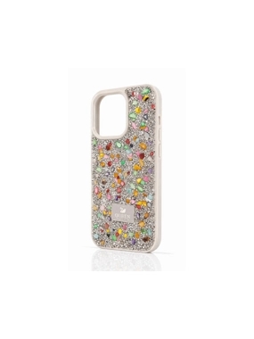 Elegant white crystal-studded iPhone 15 Pro Queen case
