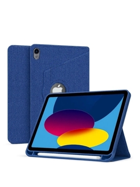 Royal Blue Polyester Fabric iPad Case 360 Degree Rotation