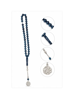Luxury Blue Prayer Beads with Elegant Metal Details