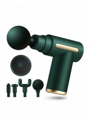 Massage Gun from MHB with four heads, 25 watts, green color