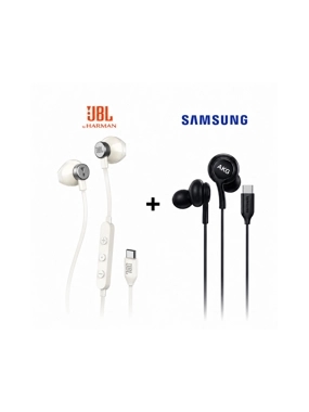 JBL Type-C Wired Earphones – White with Free Samsung AKG Earphones