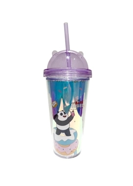 We Bare Bears Collection Dessert Series Double Wall Plastic Tumbler with Straw (420mL)(Grizz)