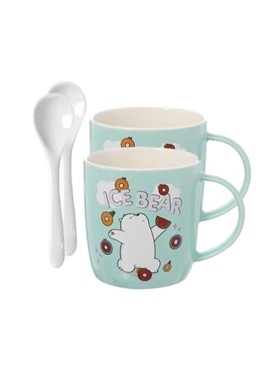 We Bare Bears Collection Dessert Series Two Cups and Two Spoons Set (350mL)(Green)