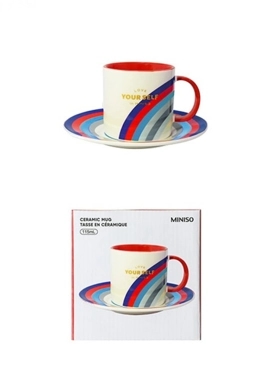 Coloradio Ceramic Mug with Saucer, 115mL