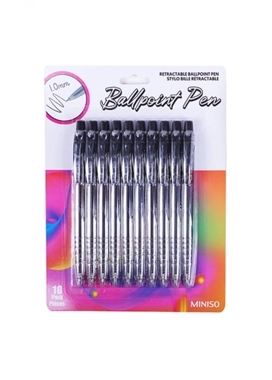 Retractable Ballpoint Pen (10 Pack, Black)