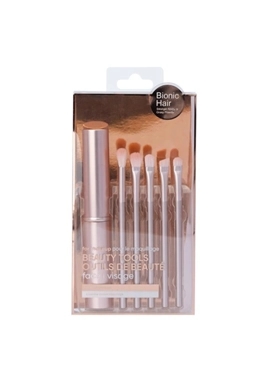 Portable Eye Makeup Brushes Set with Holder (5 pcs, Pink)