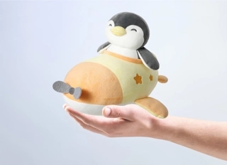 Travel Series Penguin Airplane Plush Toy(Black)