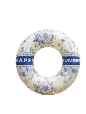 Inflatable Blue Floral Swim Ring