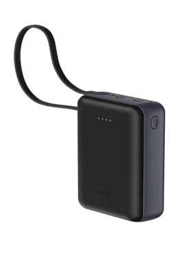 JODA - 20000mAh 20W PD Power Bank with Built-in Cable Black