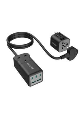 RAVPower 3-Port USB-C Charging Station with 2 USB Ports and 75W Power Delivery Port with Travel Plug