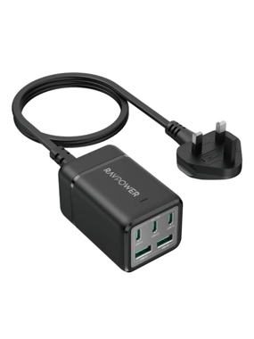 RAVPower 75W 3-Port USB-C Charging Station with 2 USB Ports - Black