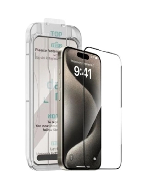 Dark - Screen Protector with Helper for iPhone 16 Installation - Transparent