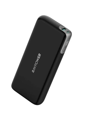 RAVPower 70W 20,000mAh Portable Charger with 2 USB-C Ports and 1 USB-A Port - Black