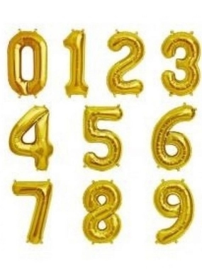 golden number helium balloon