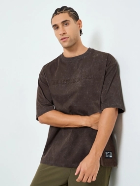 Styli Limited Men Oversized Acid Wash Applique T-Shirt