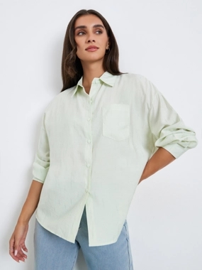Styli Women Mint Green Embellished Oversized Shirt