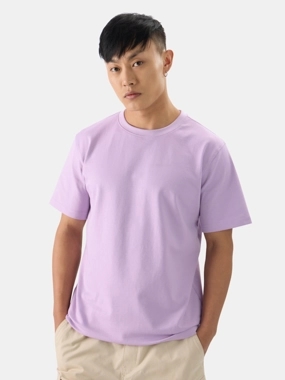The Souled Store Men Lilac Plain Casual T-Shirt