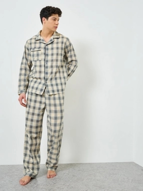 Styli Unwind Men Relaxed Checkered Shirt and Pyjama Set