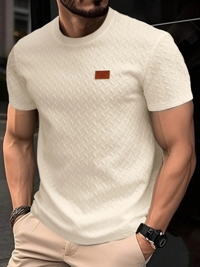 Take Two Men Solid Textured Short Sleeve T-Shirt