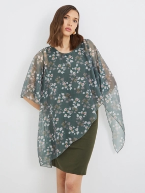 Take Two Floral Print Asymmetric Hem Knee Length Dress