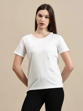 ECOLORE White Solid Raglan Sleeve Top