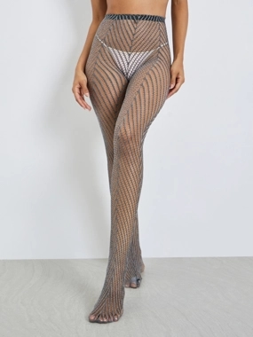 Styli Grey Striped Fishnet Tights Stocking