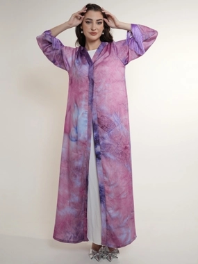 Elena by DStyle Tie and Dye Abaya with Tassel Cuff