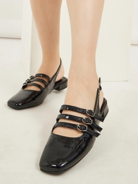 Styli Buckled Strap Patent Casual Shoes