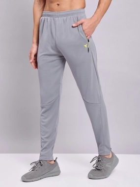 Technosport Men Grey Solid Elasticated Waistband Track Pants