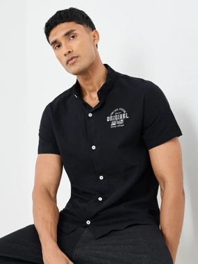 Take Two Graphic Print Buttoned Front Short Sleeve Shirt