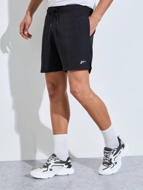 Styli Men Black Running Shorts with Side Slit