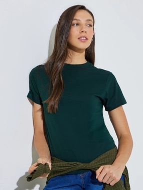 Styli Dark Green Regular Fit Round Neck T-Shirt