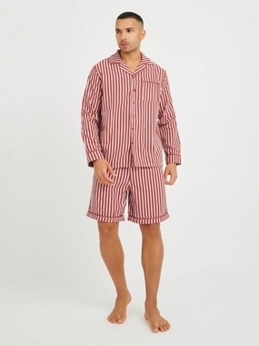 Styli Striped Long Sleeve Shirt and Shorts Pyjama Set