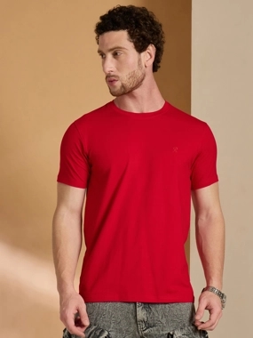 REPRISE Red Solid Slim Fit T-Shirt
