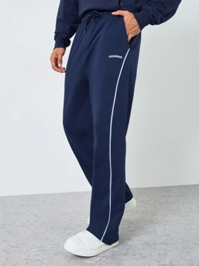 Styli Men Piping Detail Oversized Open Hem Joggers