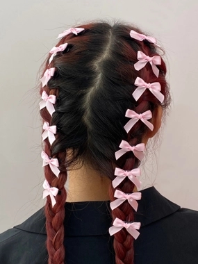 Take Two Pack of 15 - Embellished Pink Bow Hair Clips
