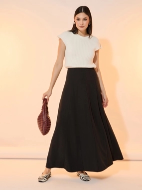 Take Two Solid A-Line Maxi Skirt