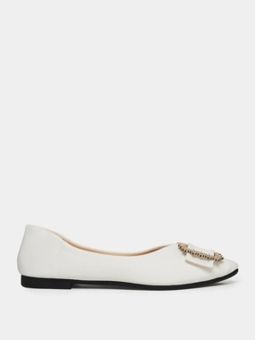 Take Two Solid Square Buckle Flats Shoes